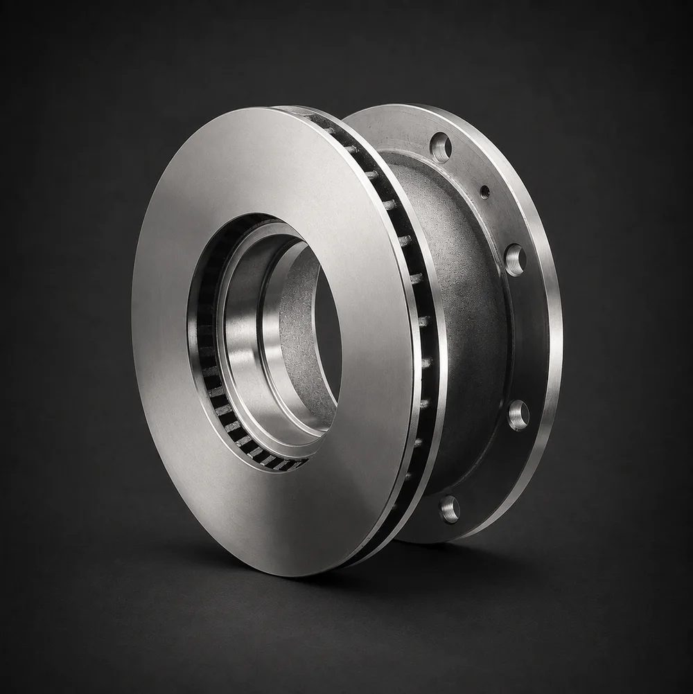 Torqen England precision-machined brake disc, studio photograph